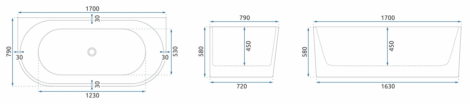 Akrylátová vana VENETA  170 cm  7
