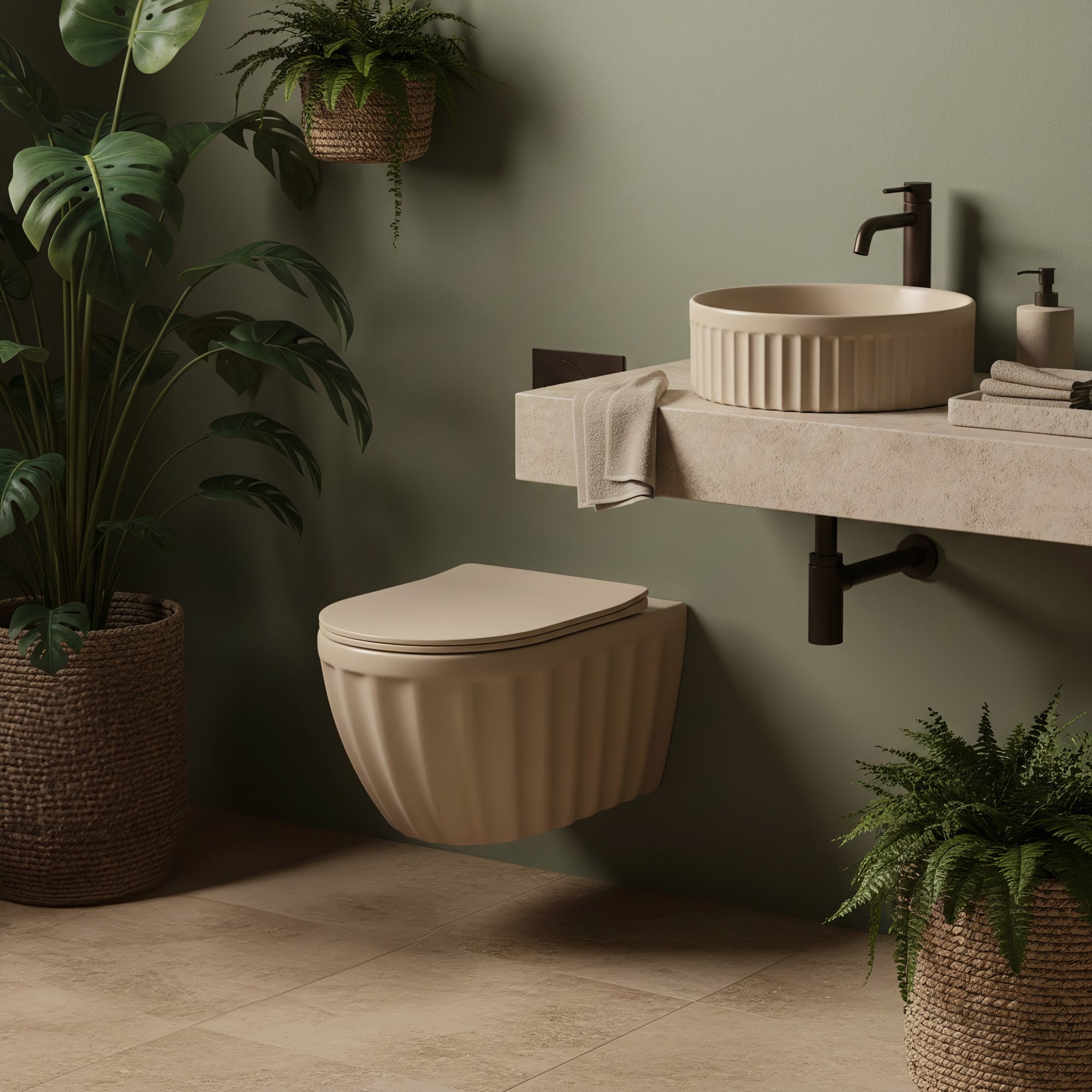 Umyvadlo na desku DUO Caffe Latte Matt  5