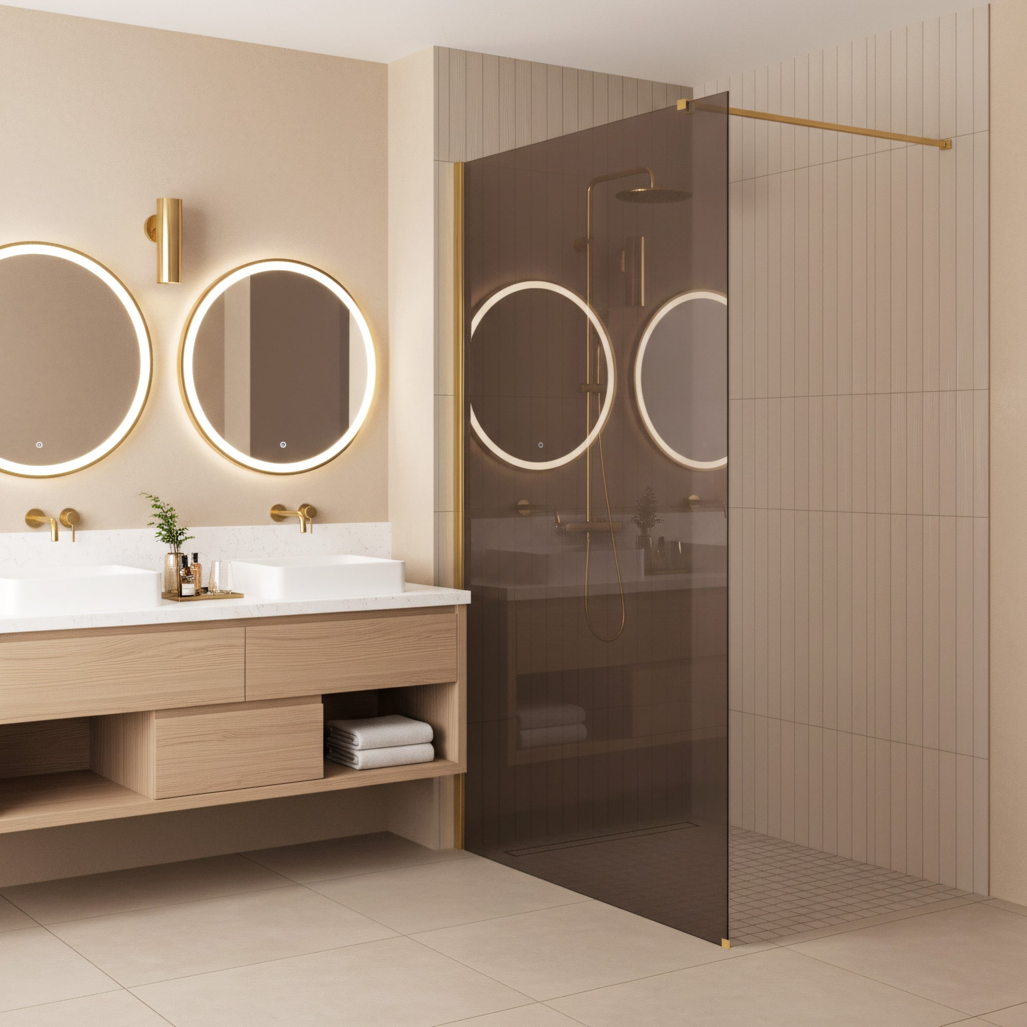 Sprchová zástěna Rea Flexi Brown / Gold 130  5