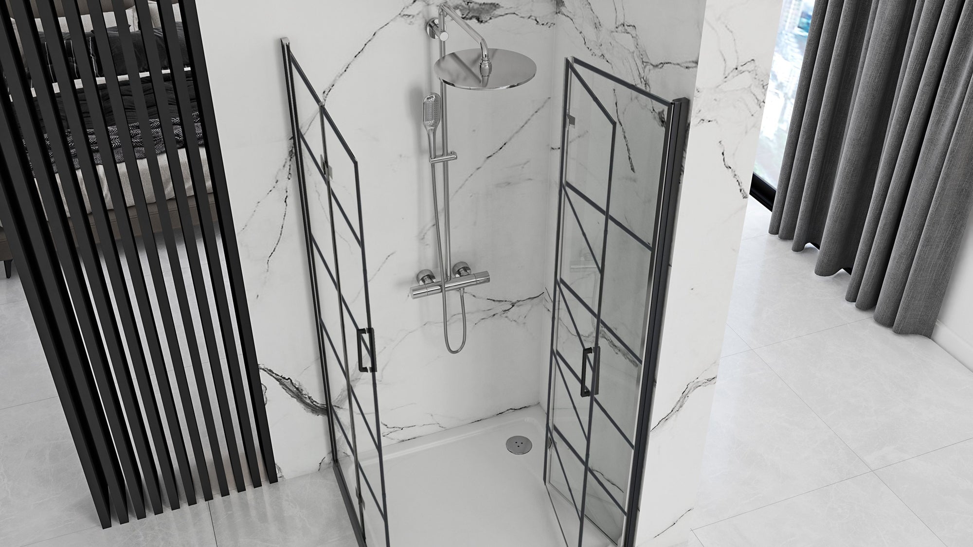 Sprchová kabina Rea Molier Black Double 90x90  3