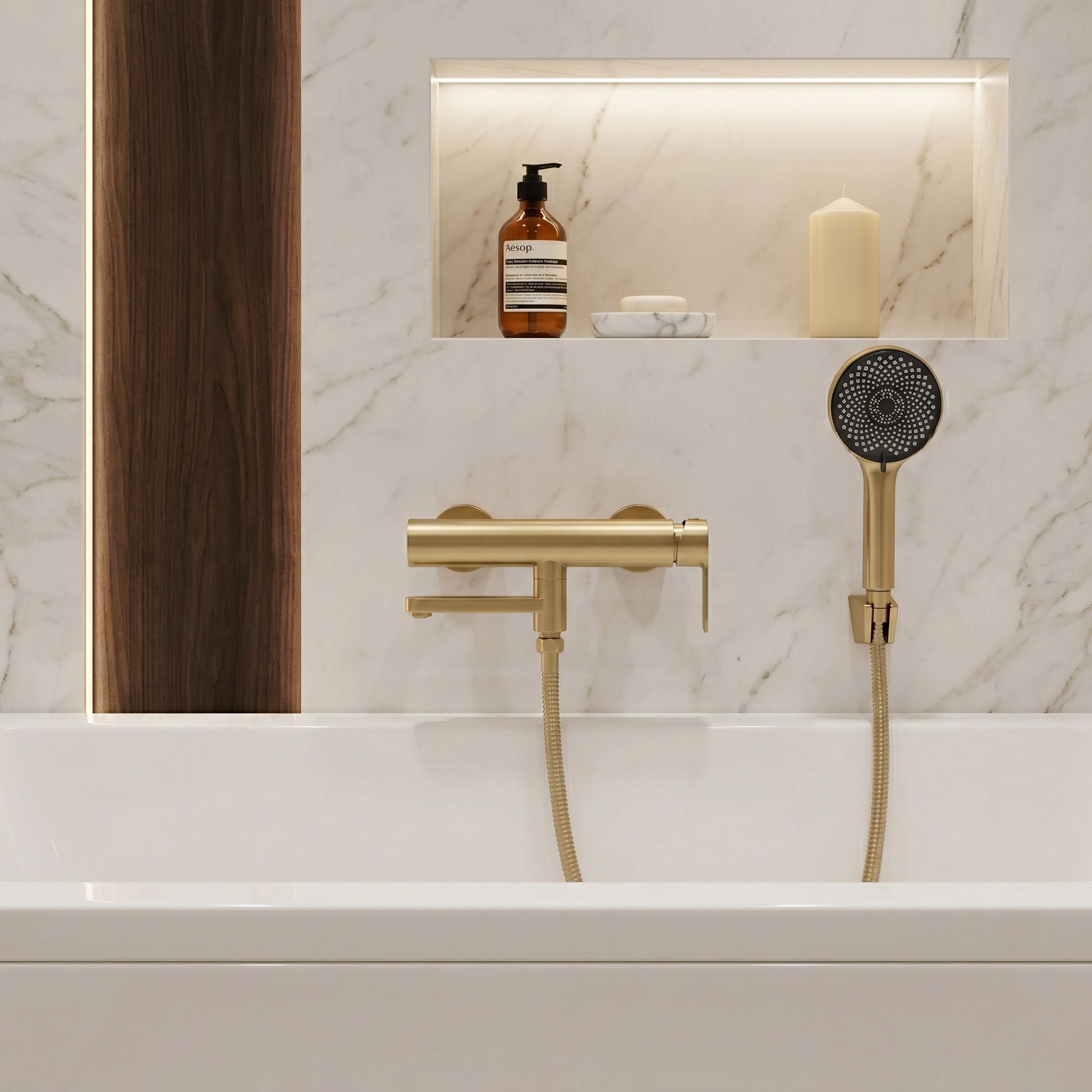 Vanová baterie Rea Arcos Brushed Gold  5
