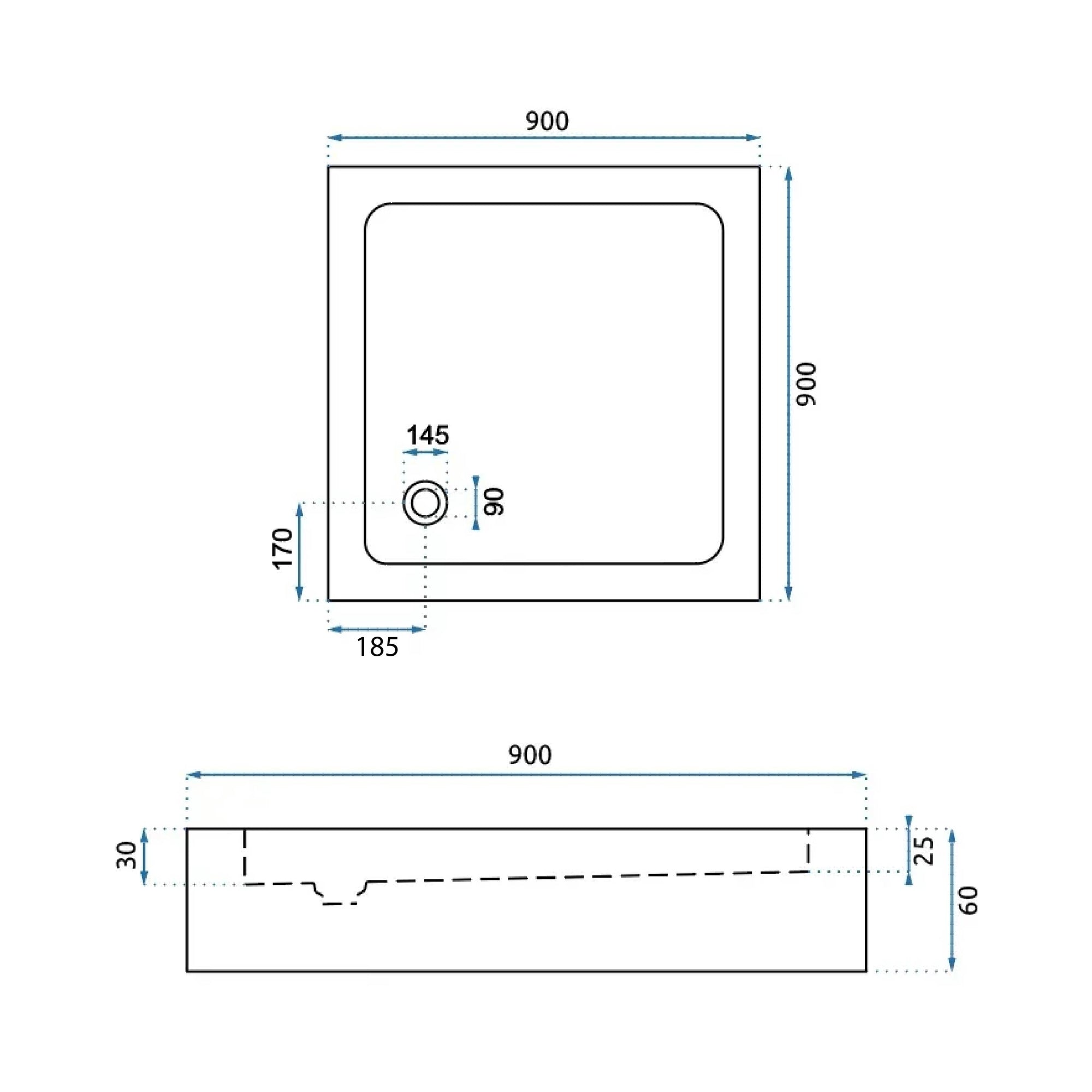 Akrylátová sprchová vanička Rea Savoy černá 90x90  5