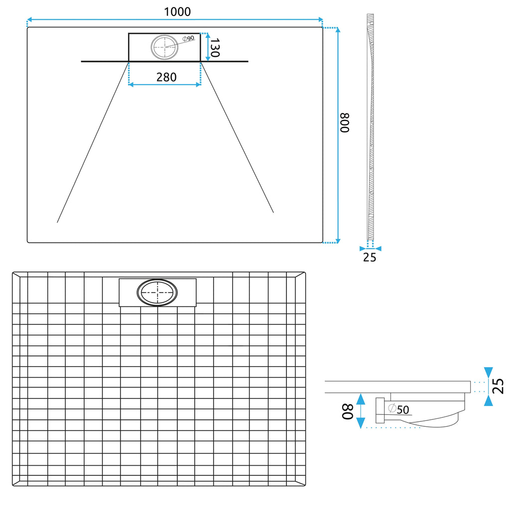 Sprchová vanička REA Bazalt long 80x100 - bílý  9