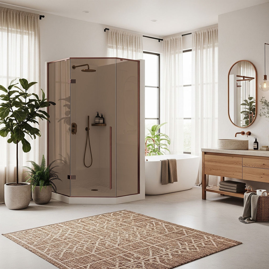 Sprchový kout REA DIAMOND 90x90 COPPER BRUSH Se sprchovou vaničkou  Diamond black 9