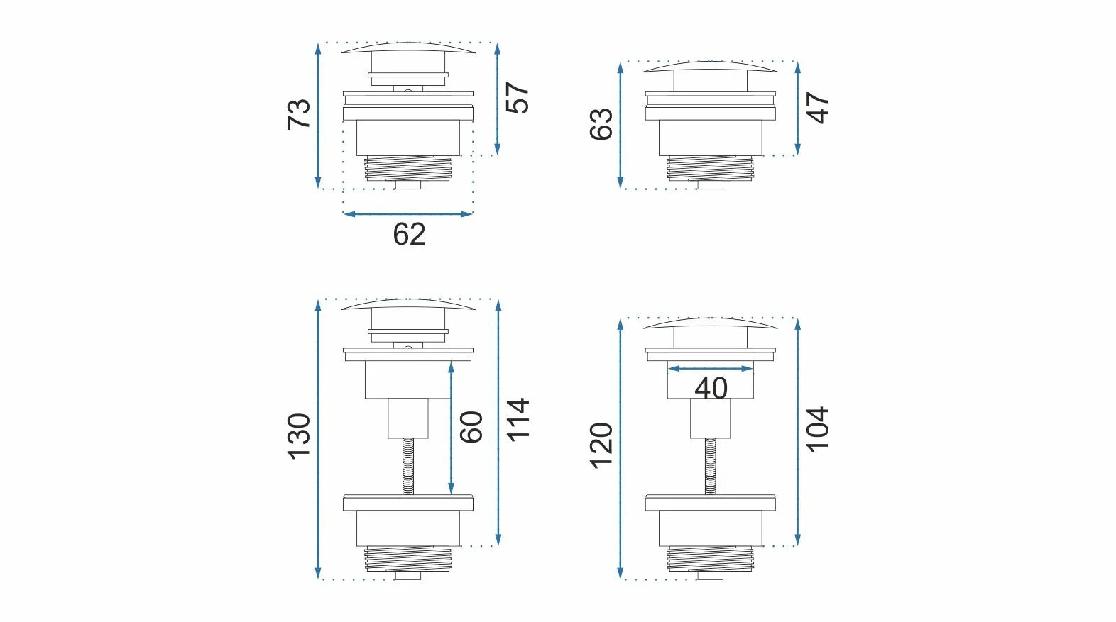 Univerzální umyvadlová výpusť REA Click-clack - broušený nikl INOX  3