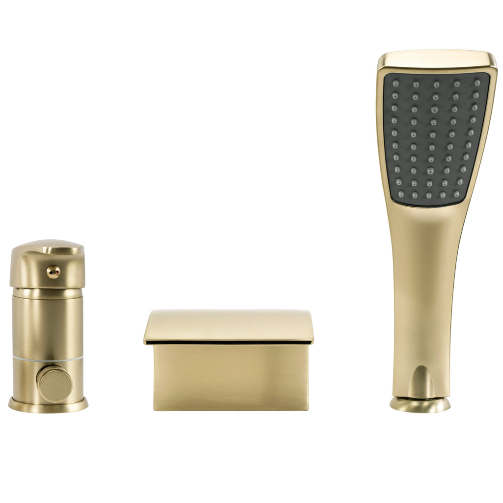 Třídílná vanová baterie REA RIVEN Brush Gold  3