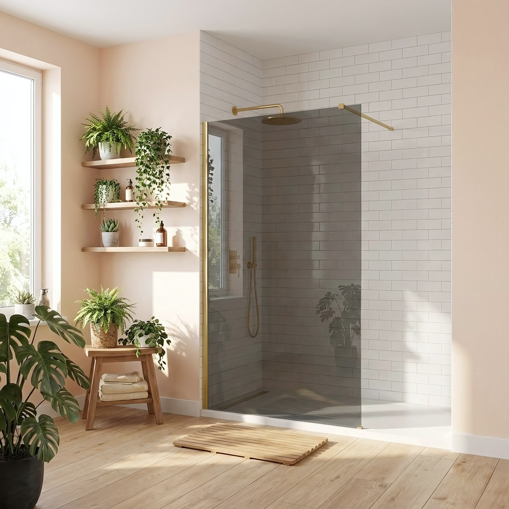 Sprchová zástěna Rea Flexi Grey / Brush Gold 100  10