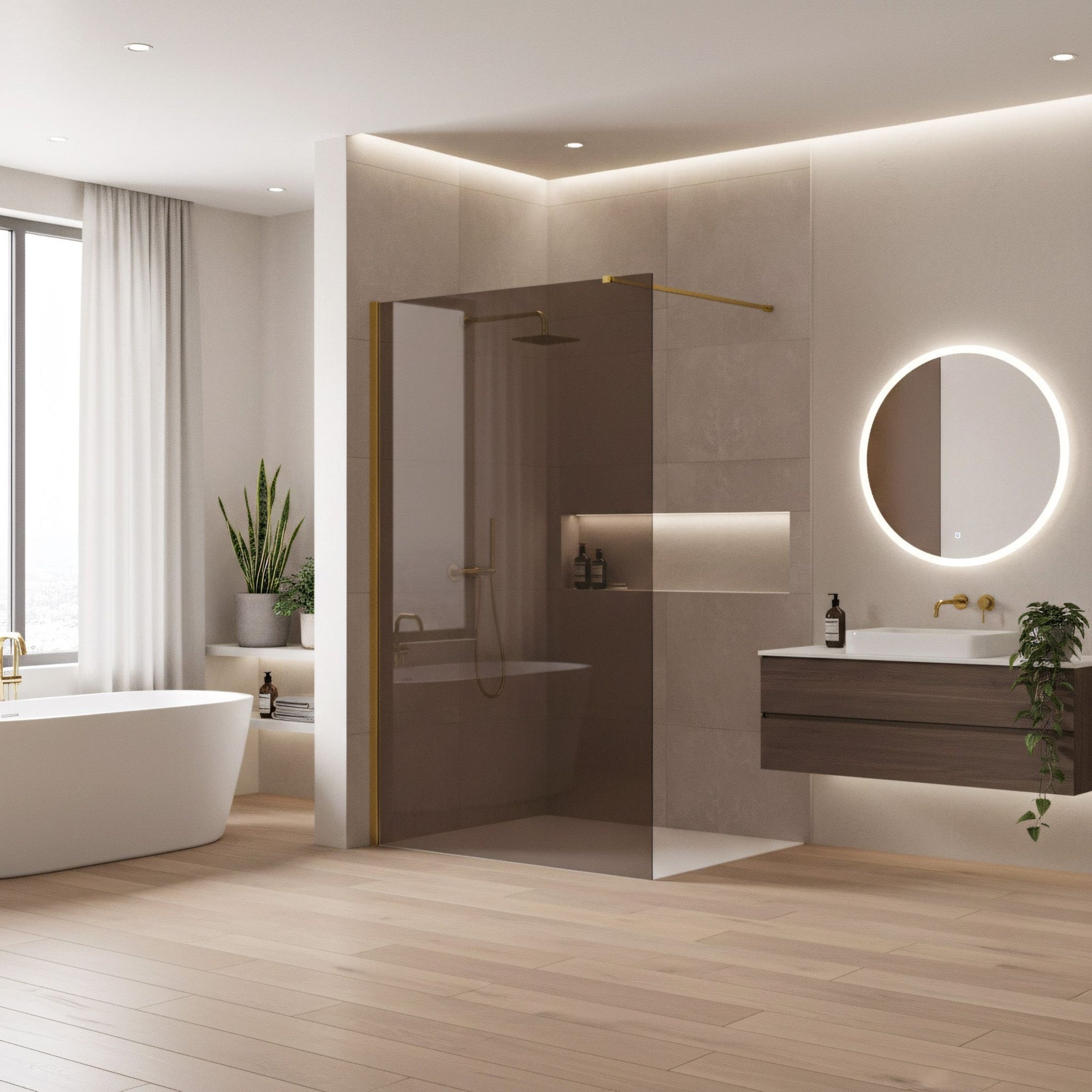 Sprchová zástěna Rea Flexi Brown / Gold 140  4