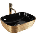 Umyvadlo na desku Rea Belinda BLACK  BRUSH GOLD  1