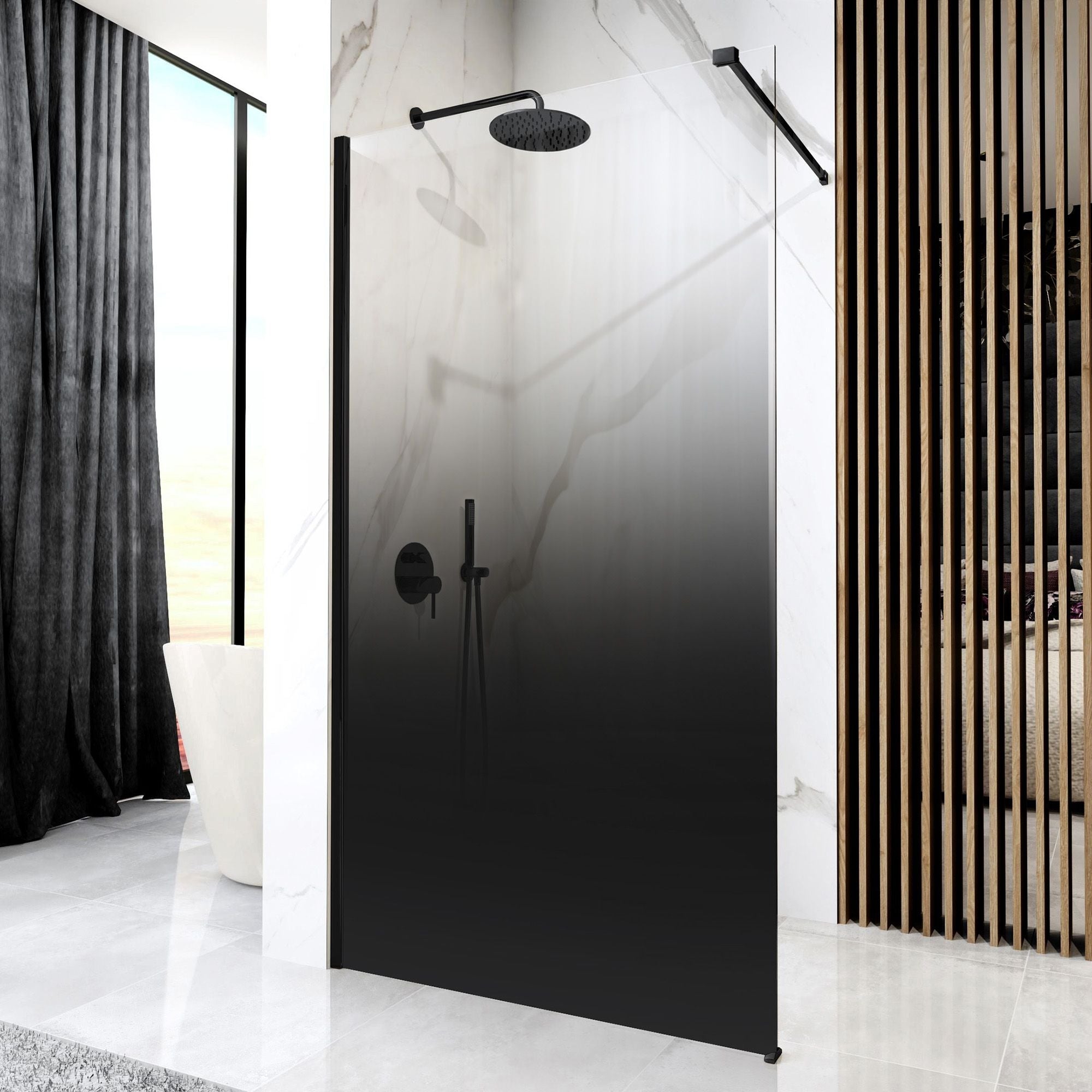 Sprchová zástěna Rea Aero Ombre Black/Black 110  8