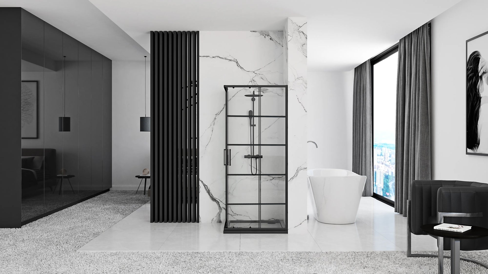 Sprchový kout REA CONCEPT 90x90 - černý Bez sprchové vaničky 4