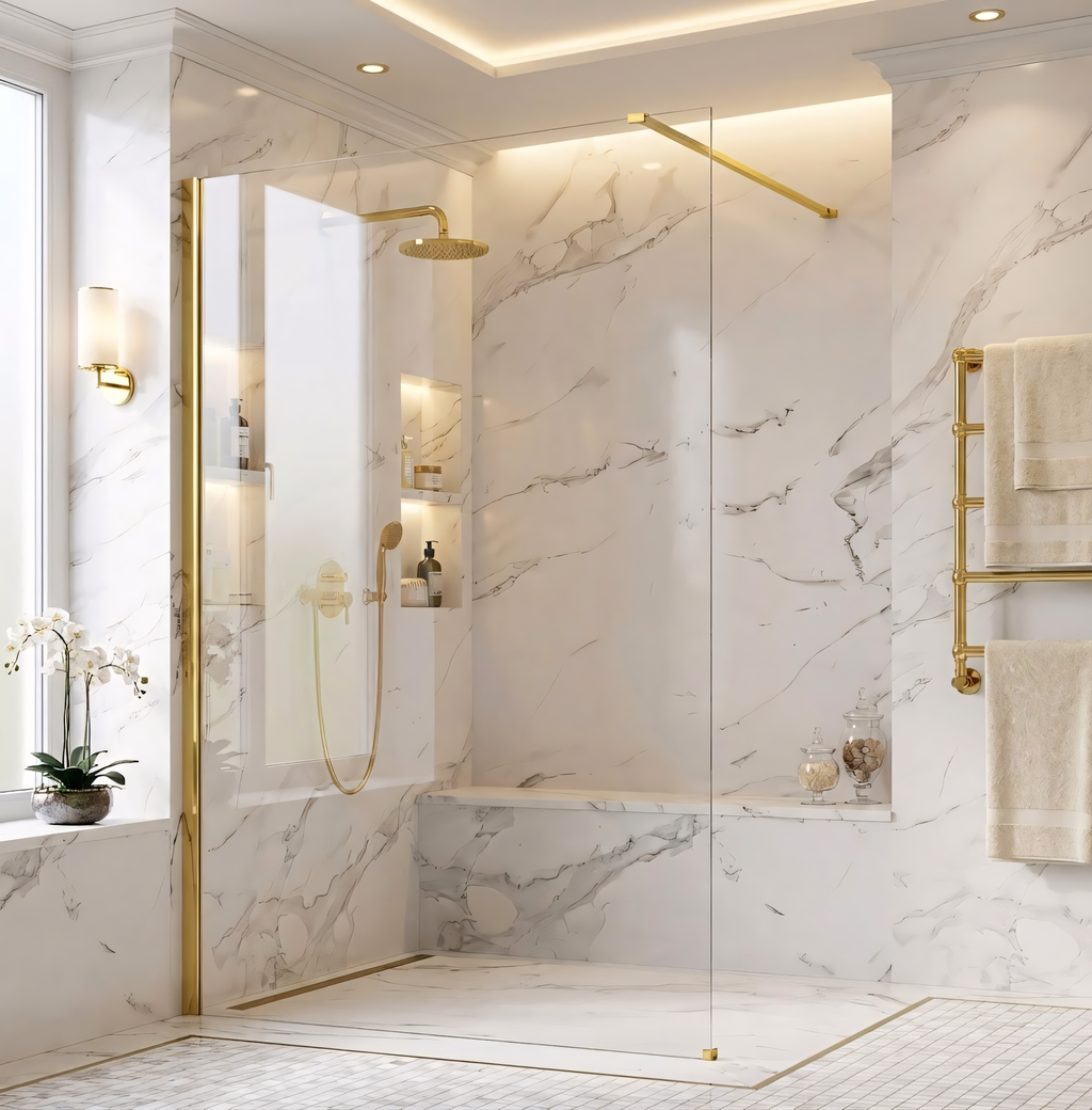 Sprchová zástěna Rea Flexi Transparent / Gold 130  1