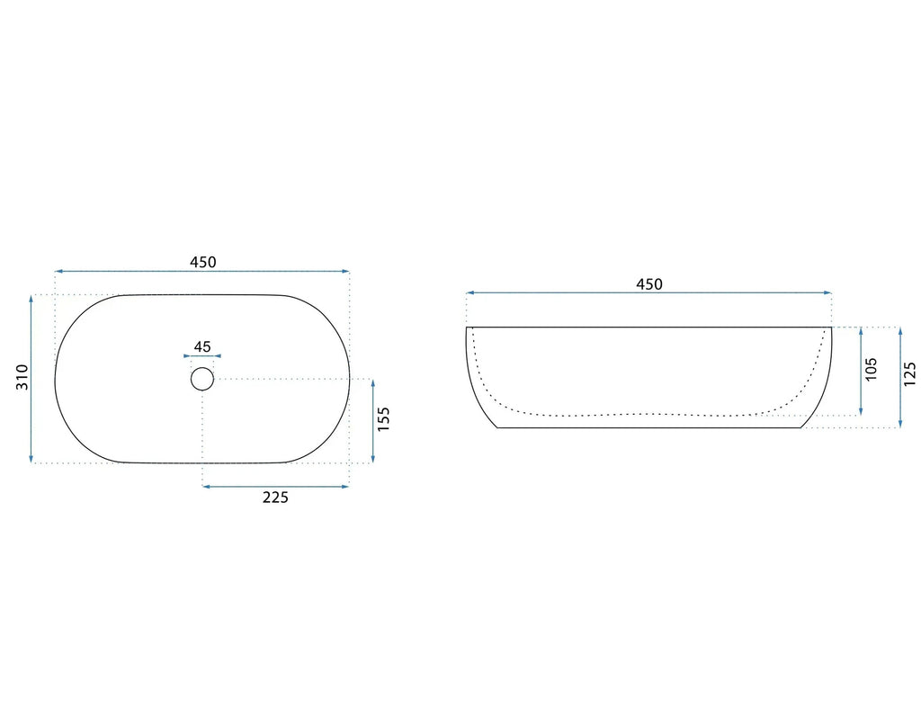 Umyvadlo na desku Amelia 45  5