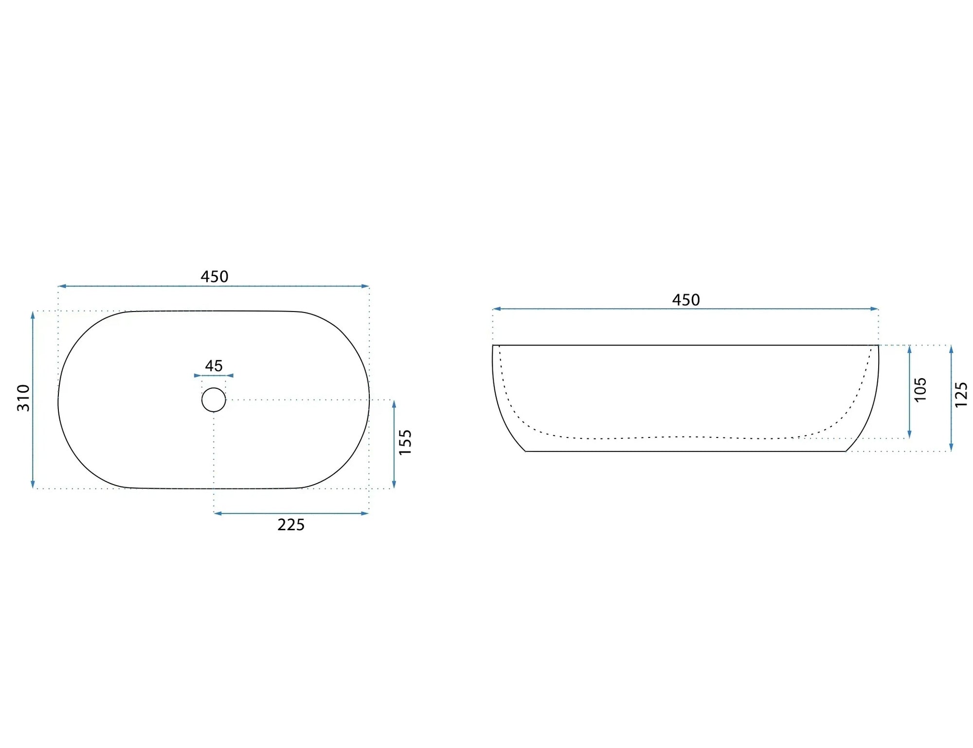Umyvadlo na desku Amelia 45  5