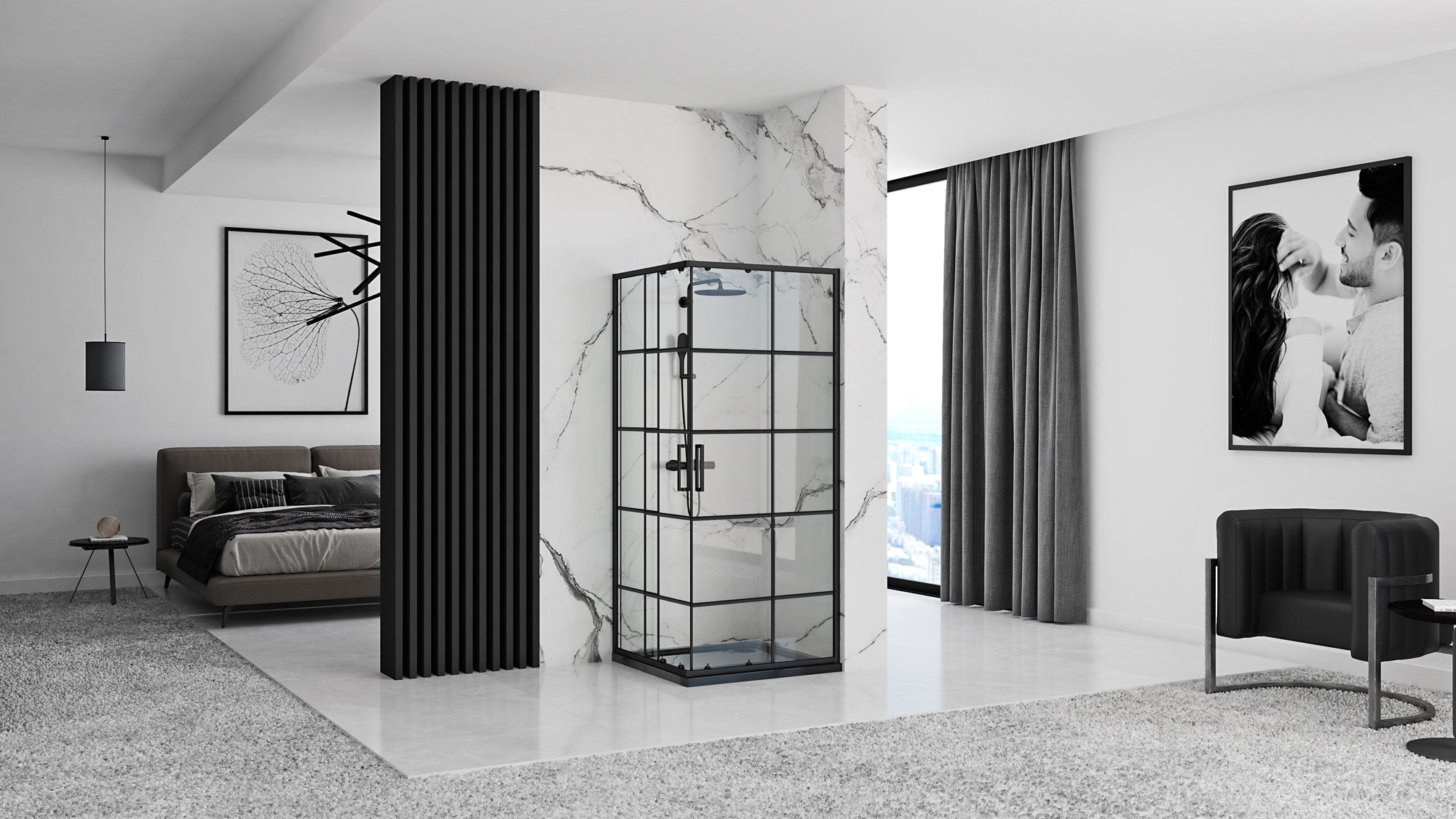 Sprchový kout REA CONCEPT 90x90 - černý Bez sprchové vaničky 8