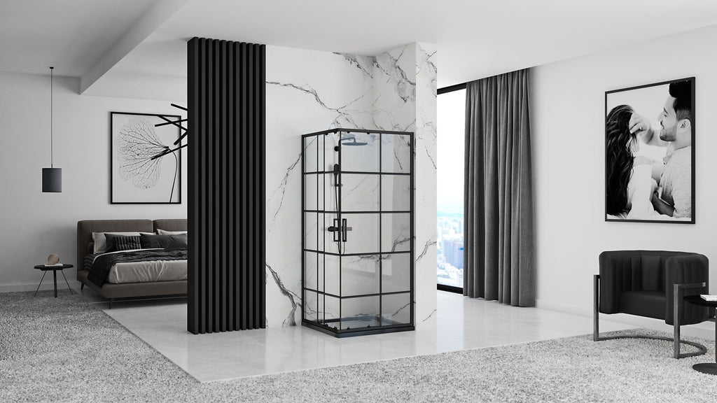 Sprchový kout REA CONCEPT 90x90 - černý Se sprchovou vaničkou Savoy 8