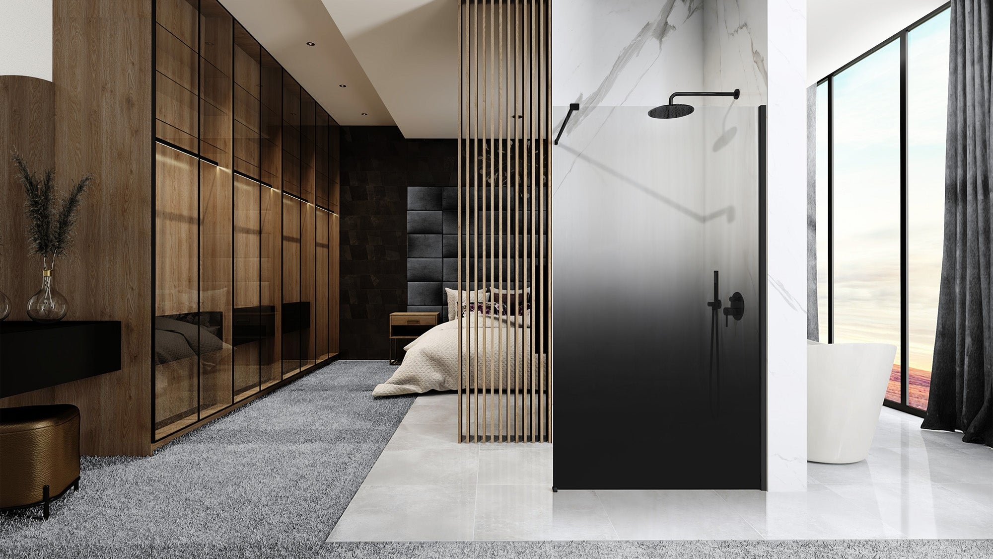 Sprchová zástěna Rea Aero Ombre Black/Black 110  5