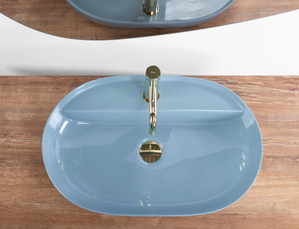 Umyvadlo na desku REA Aura 61 L.Blue Shiny  4