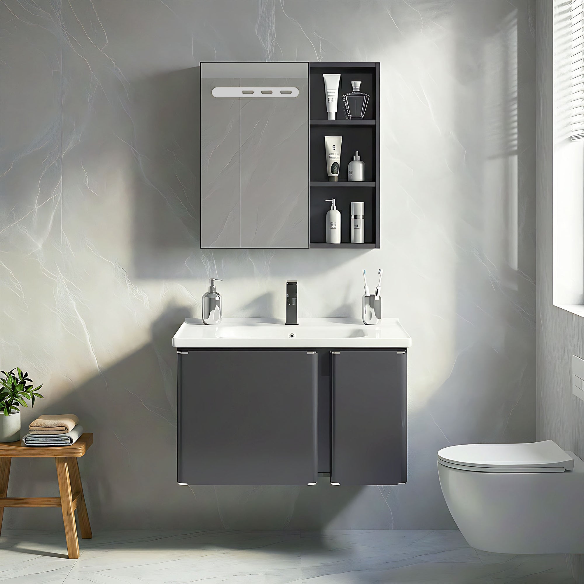 Sada koupelnového nábytku s umyvadlem Tula 60cm Grey  1
