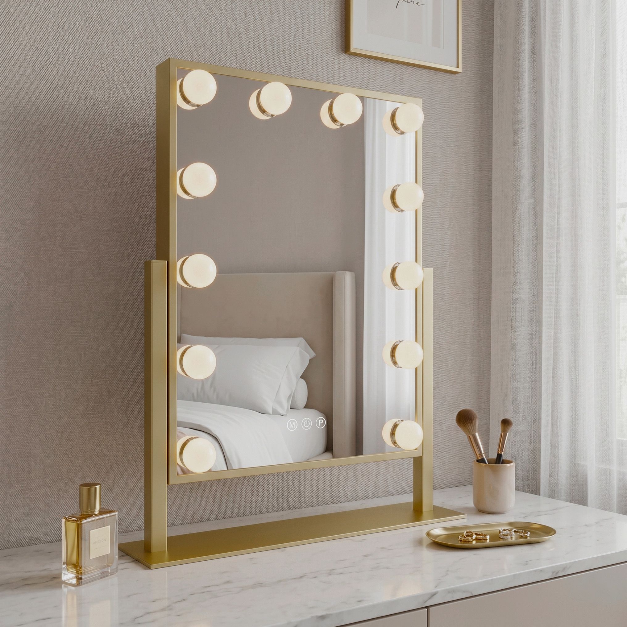 Zrcadlo LED HOLLYWOOD L.Gold 30x40  5