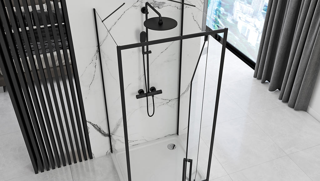 Přístěnná sprchová kabina Rea Rapid Swing Black Dveře: 90 x Sprchová zástěna: 80 4