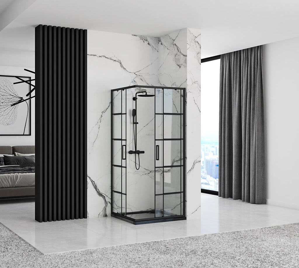 Sprchový kout REA CONCEPT 90x90 - černý Se sprchovou vaničkou Savoy black 3