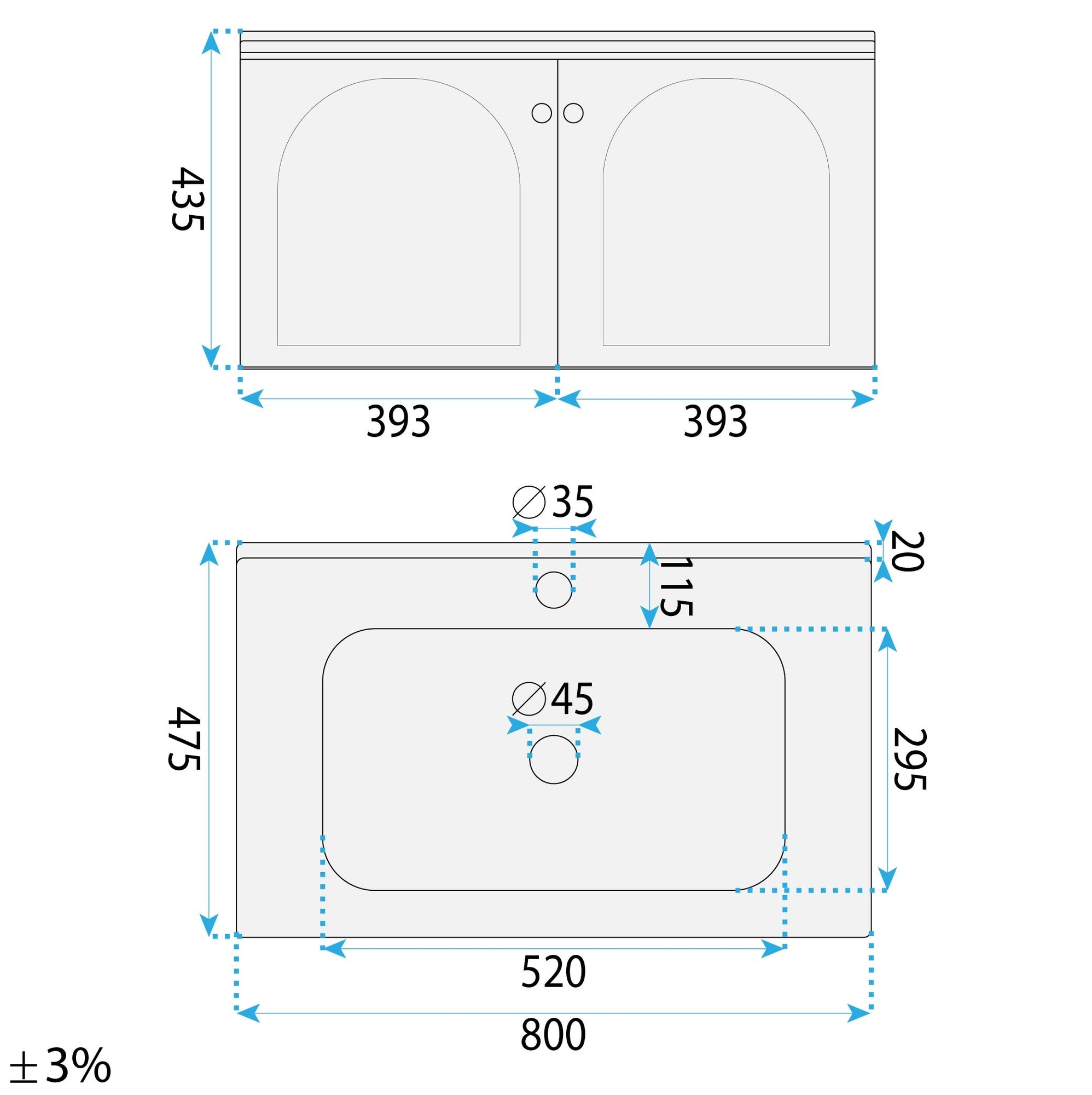 Sada koupelnového nábytku s umyvadlem Denver 80cm Grey  7