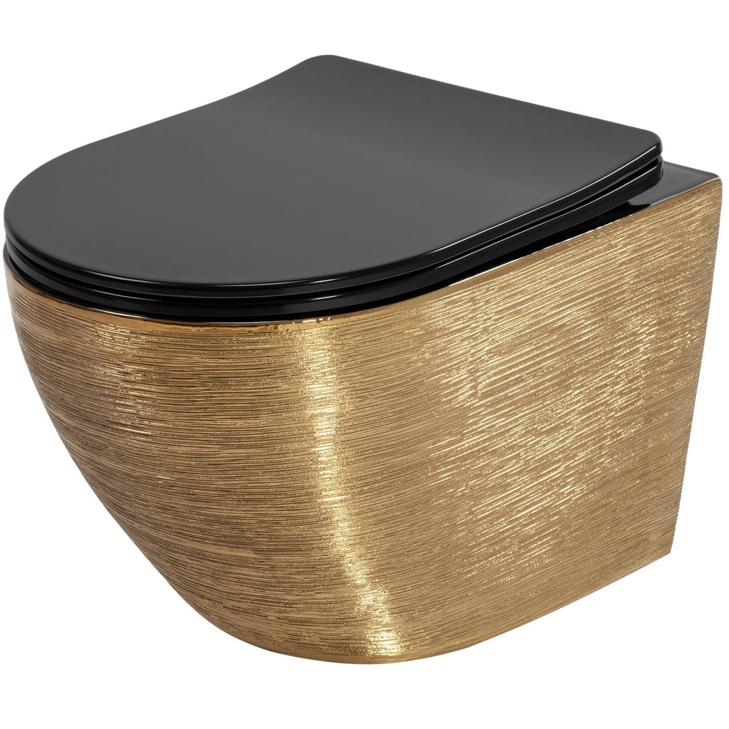 Závěsná WC mísa Rea Carlo Mini Tornado Black Brush Gold  1