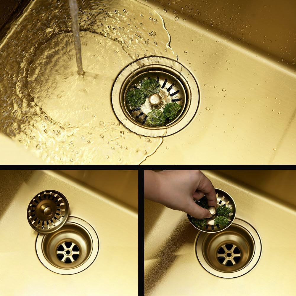 Ocelový dřez Fin BRUSH GOLD s kuchyňskou baterií 5