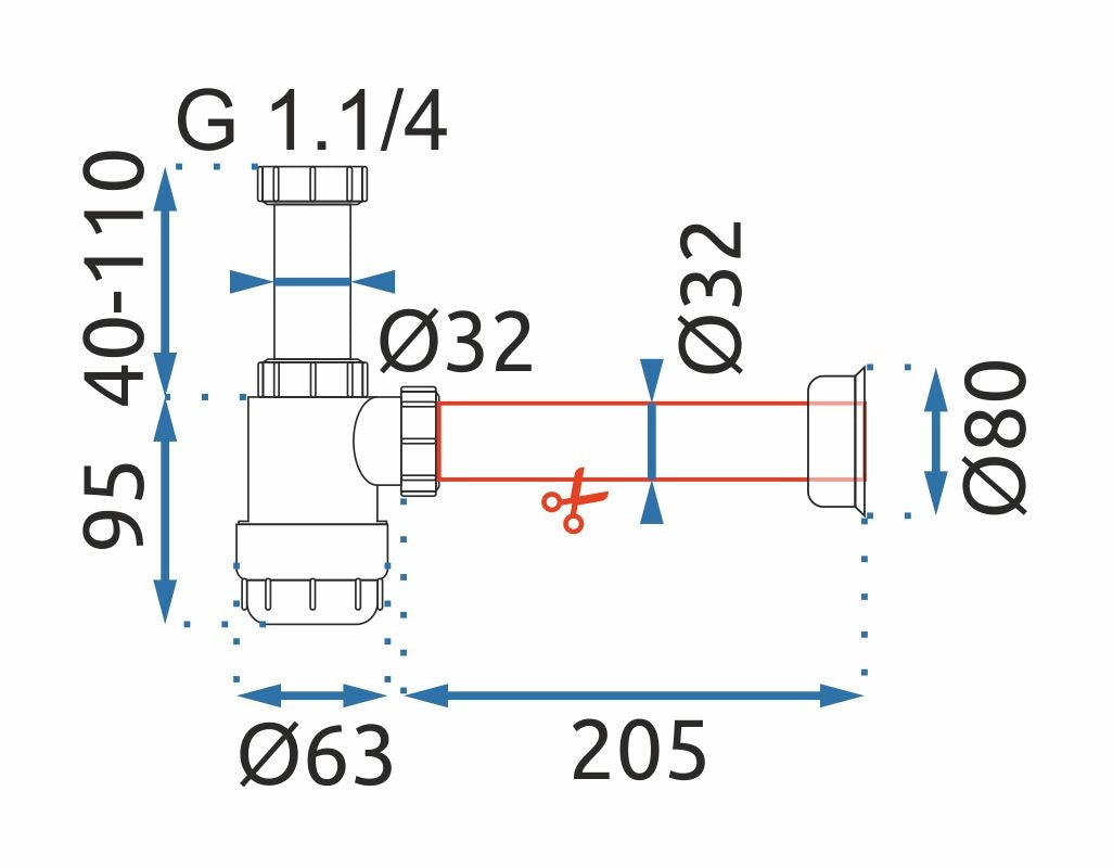 Bidetový sifon REA HC2 - bílý, nízký  3