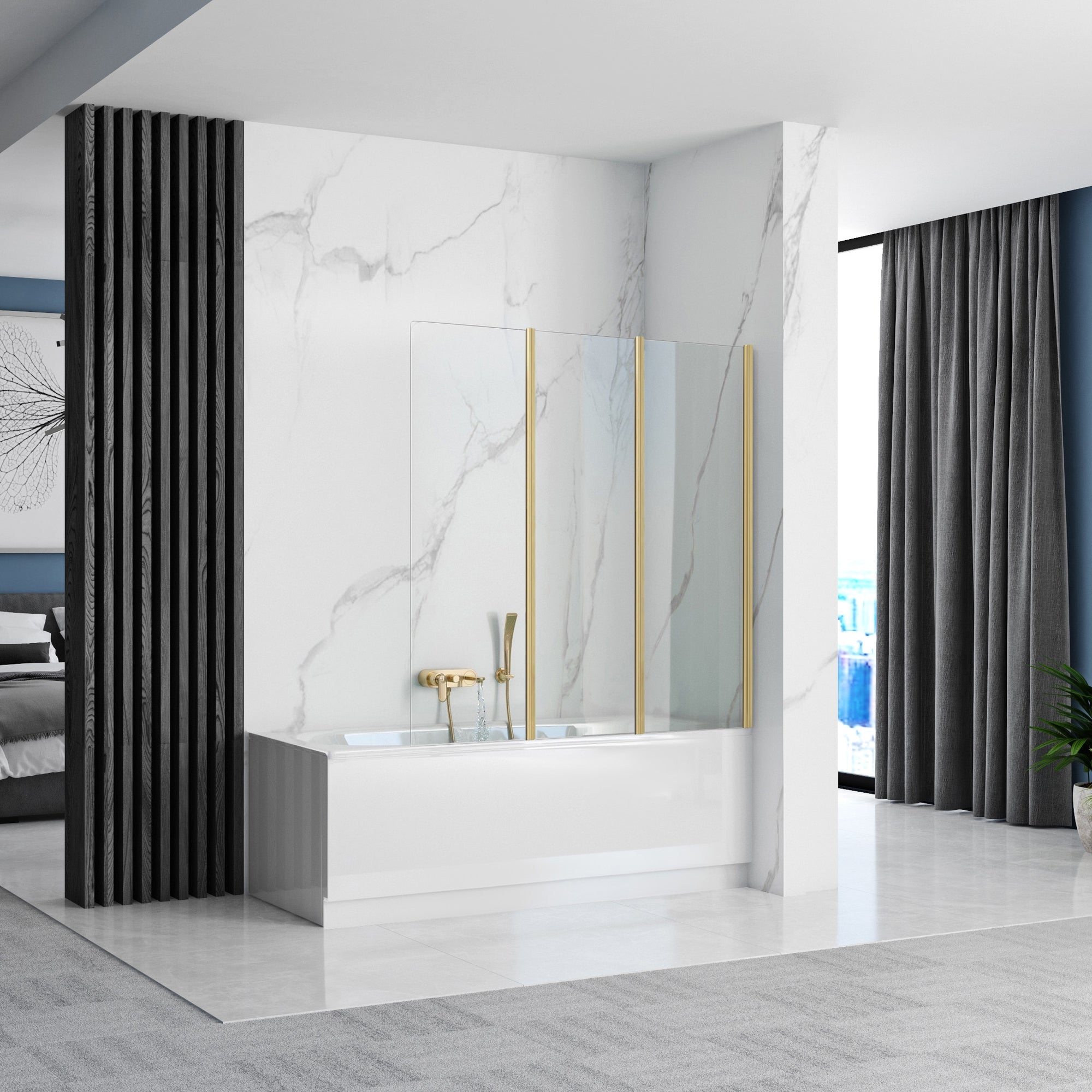 Skládací vanová zástěna REA Agat-3 120 BRUSH GOLD  2