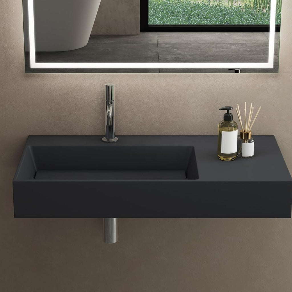 Umyvadlo REA  Archi 90 CM Grey MATT na desku - konglomerát  5