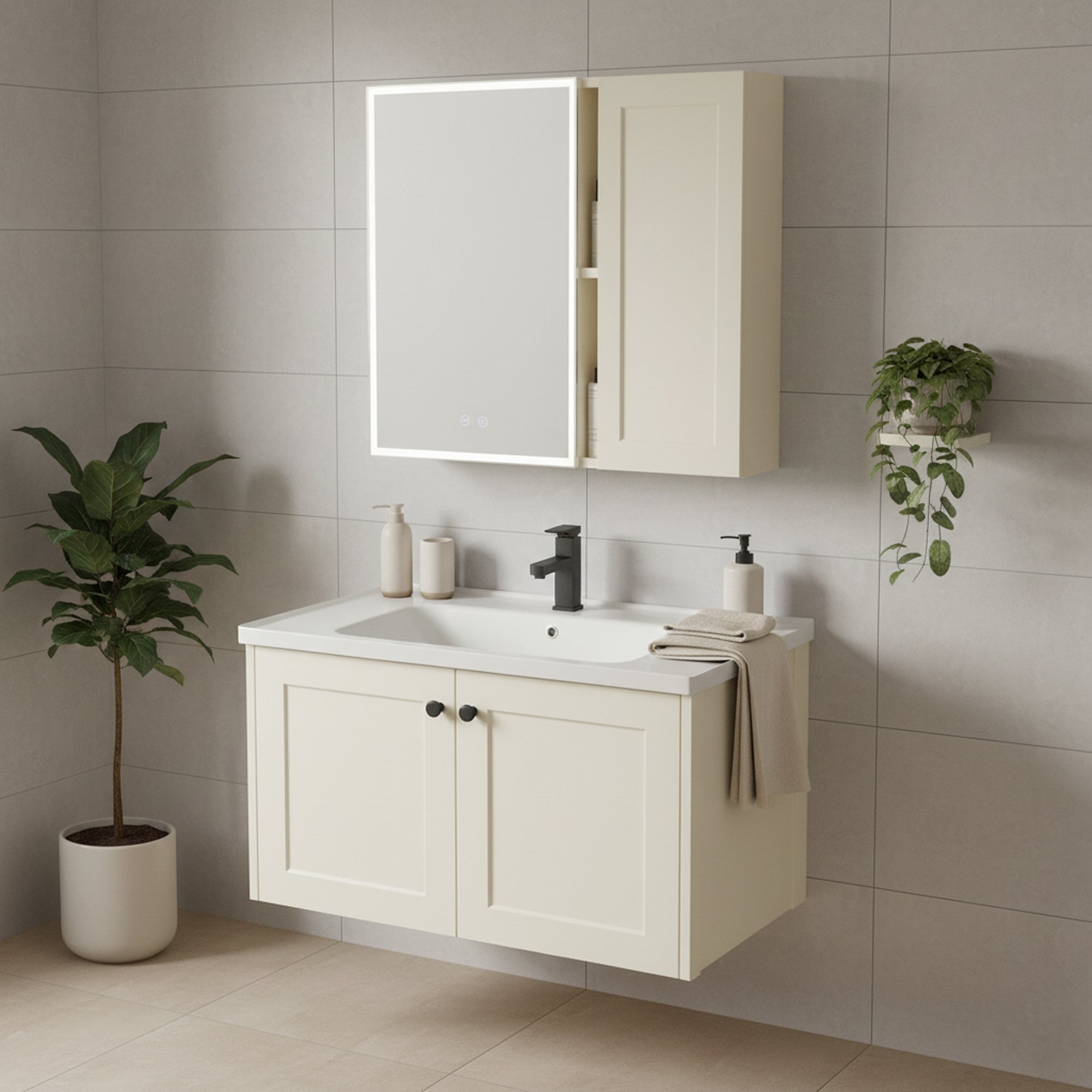 Sada koupelnového nábytku s umyvadlem Monti 60cm Creme  3