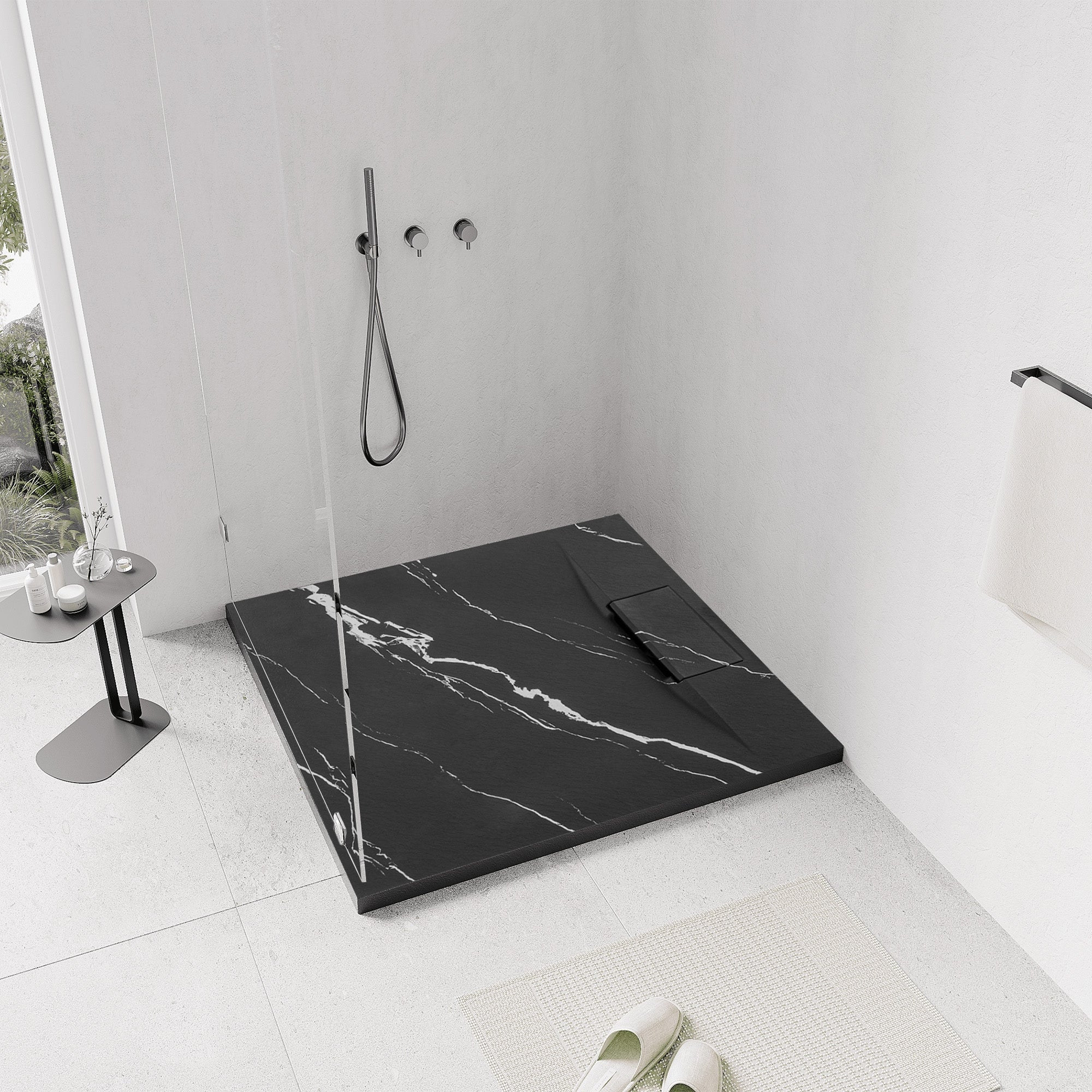 Sprchová vanička Bazalt CARRARA BLACK 90x90  1