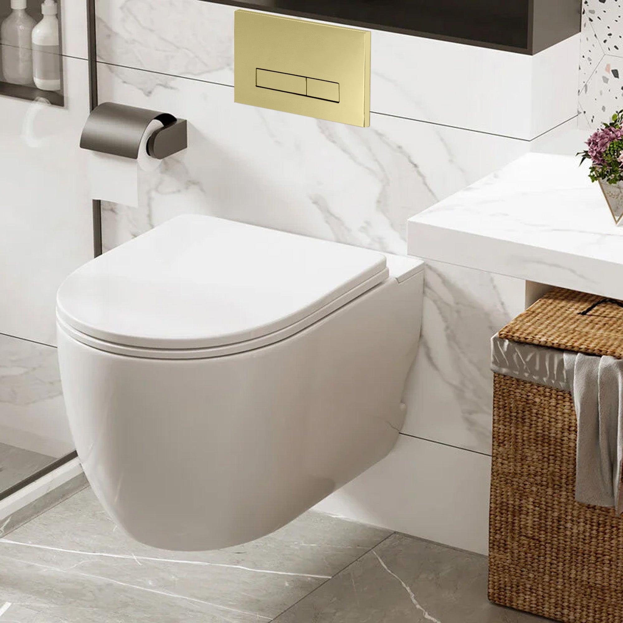 Podomítkový WC systém + tlačítka H - zlatý  2