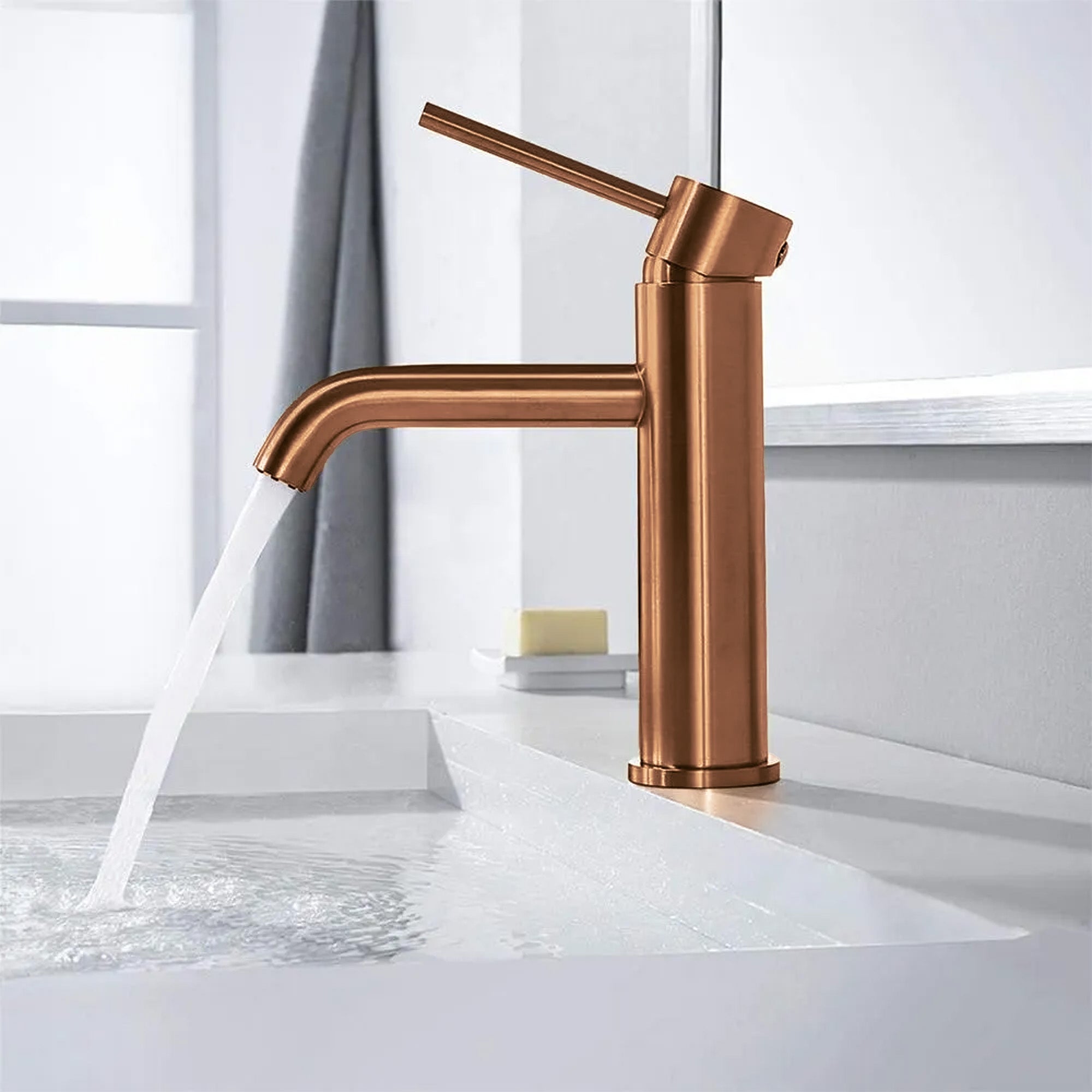 Umyvadlová baterie REA LUNGO - broušené Copper, nízká  4