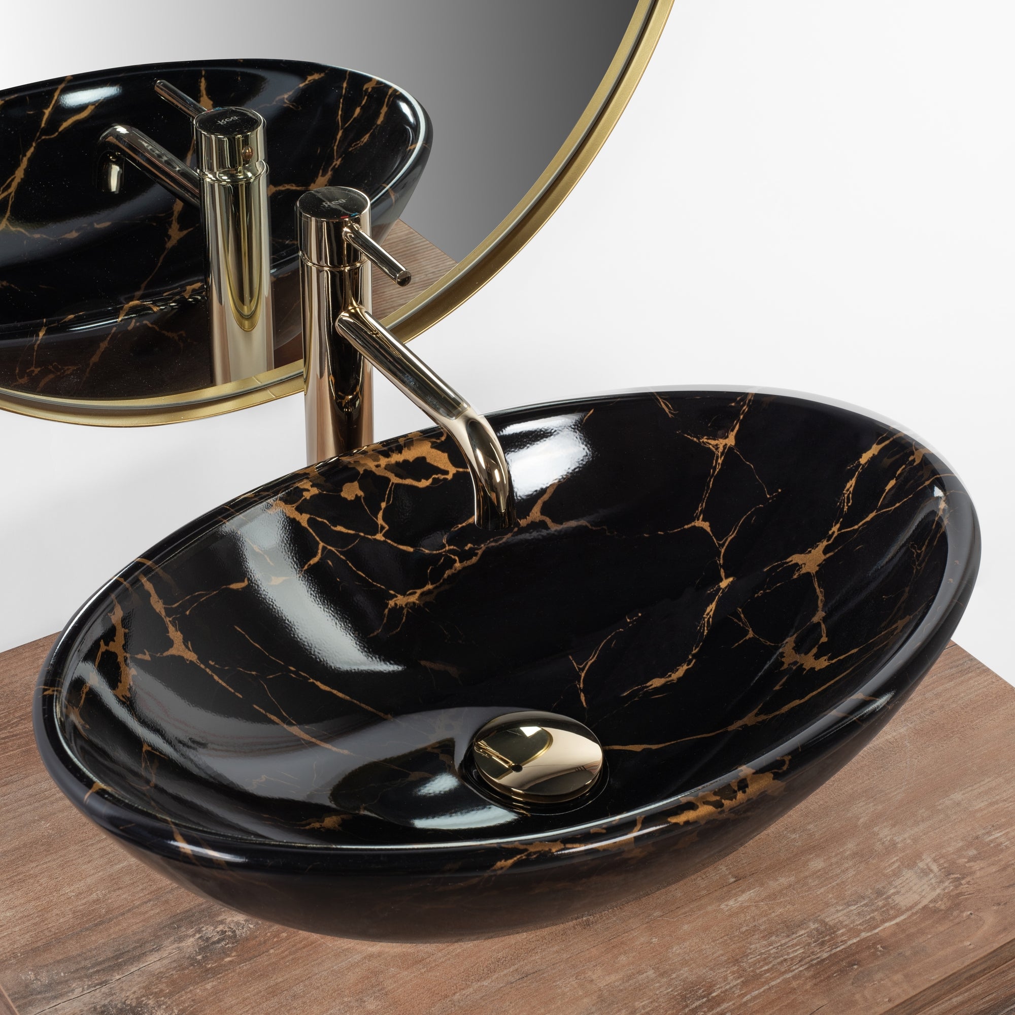 Umyvadlo na desku REA PAMELA Black Marble Shiny  2