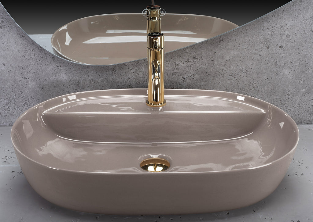 Umyvadlo na desku REA Aura 61 Beige Shiny  3