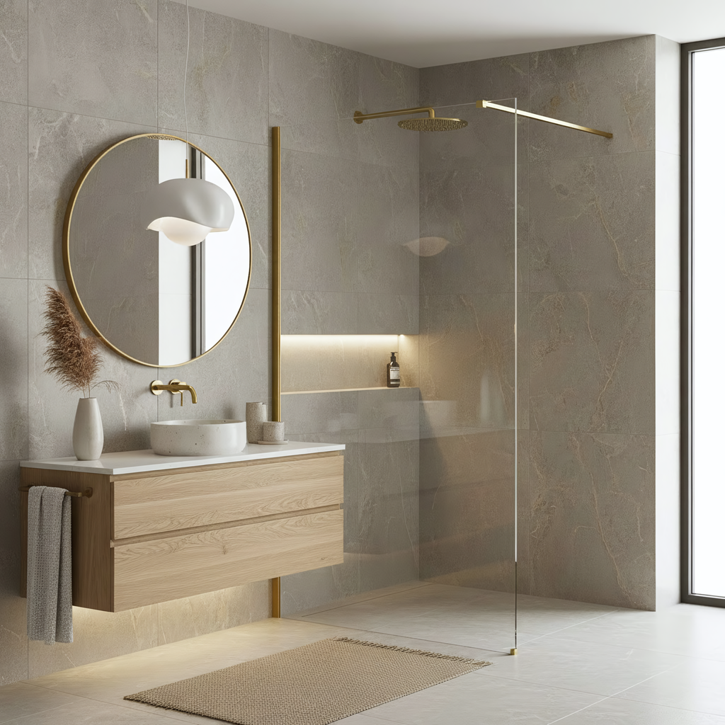 Sprchová zástěna Rea Flexi Transparent / Brush Gold 130  3
