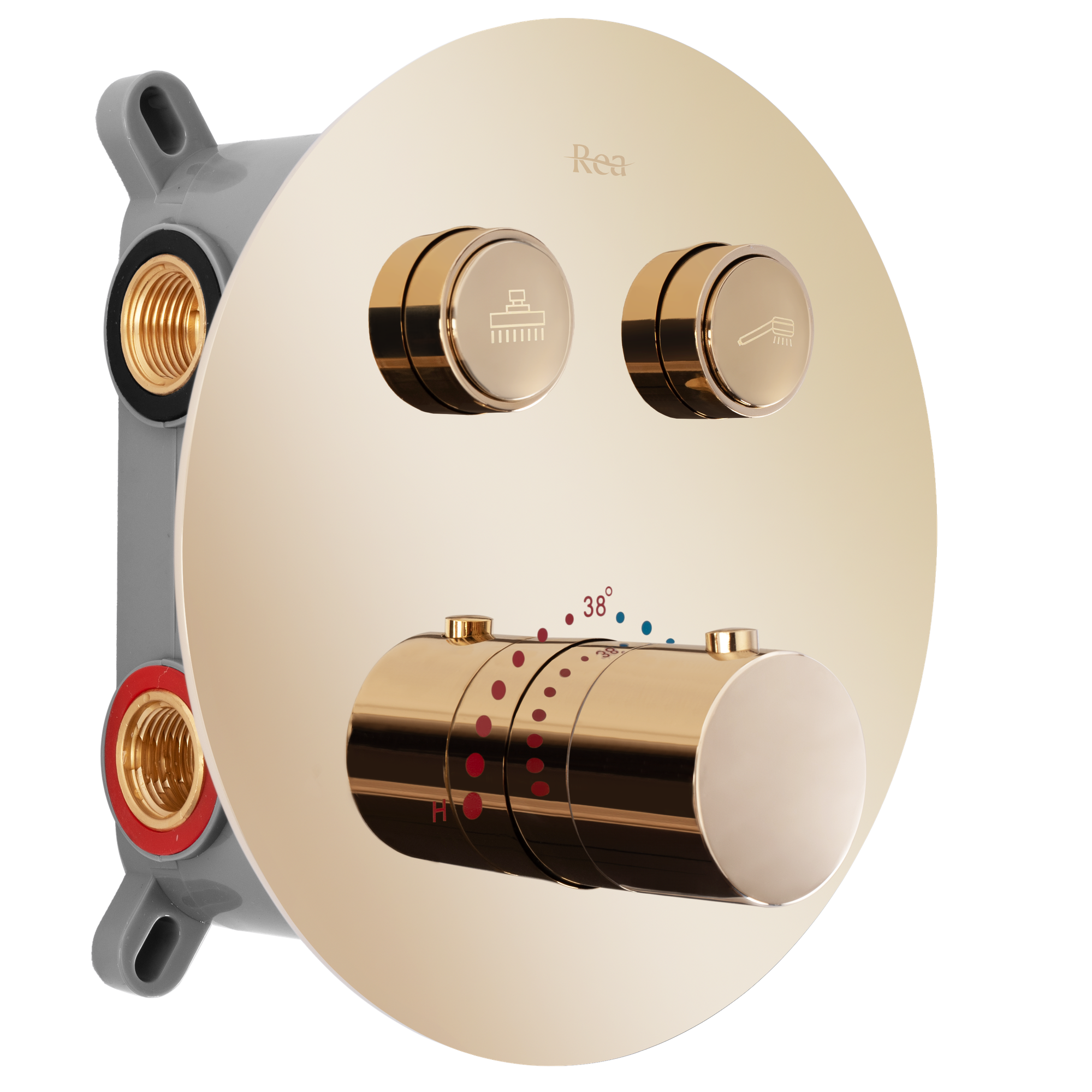 Podomítková sprchová sada LUNGO - zlato + termostat + BOX  2