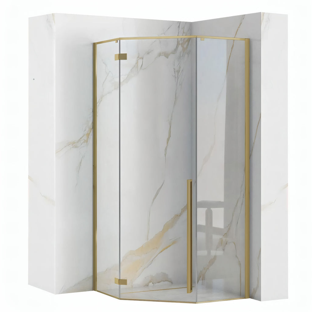 Sprchový kout REA DIAMOND 90x90 BRUSH GOLD Se sprchovou vaničkou Diamond 1