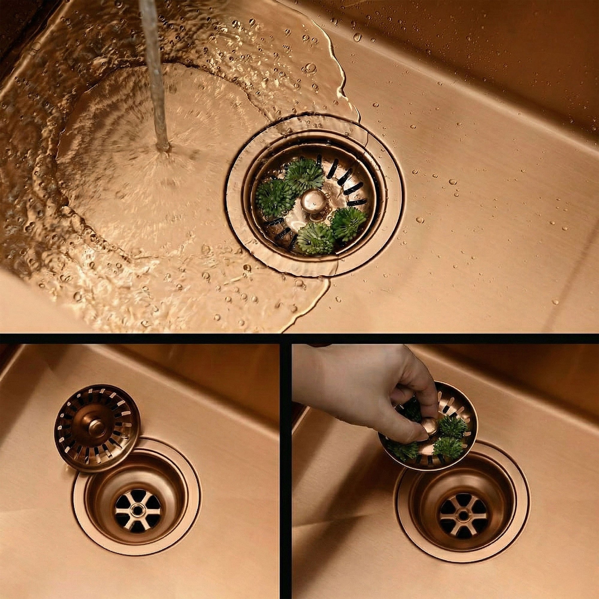 Ocelový dřez Liam BRUSH COPPER s kuchyňskou baterií 4