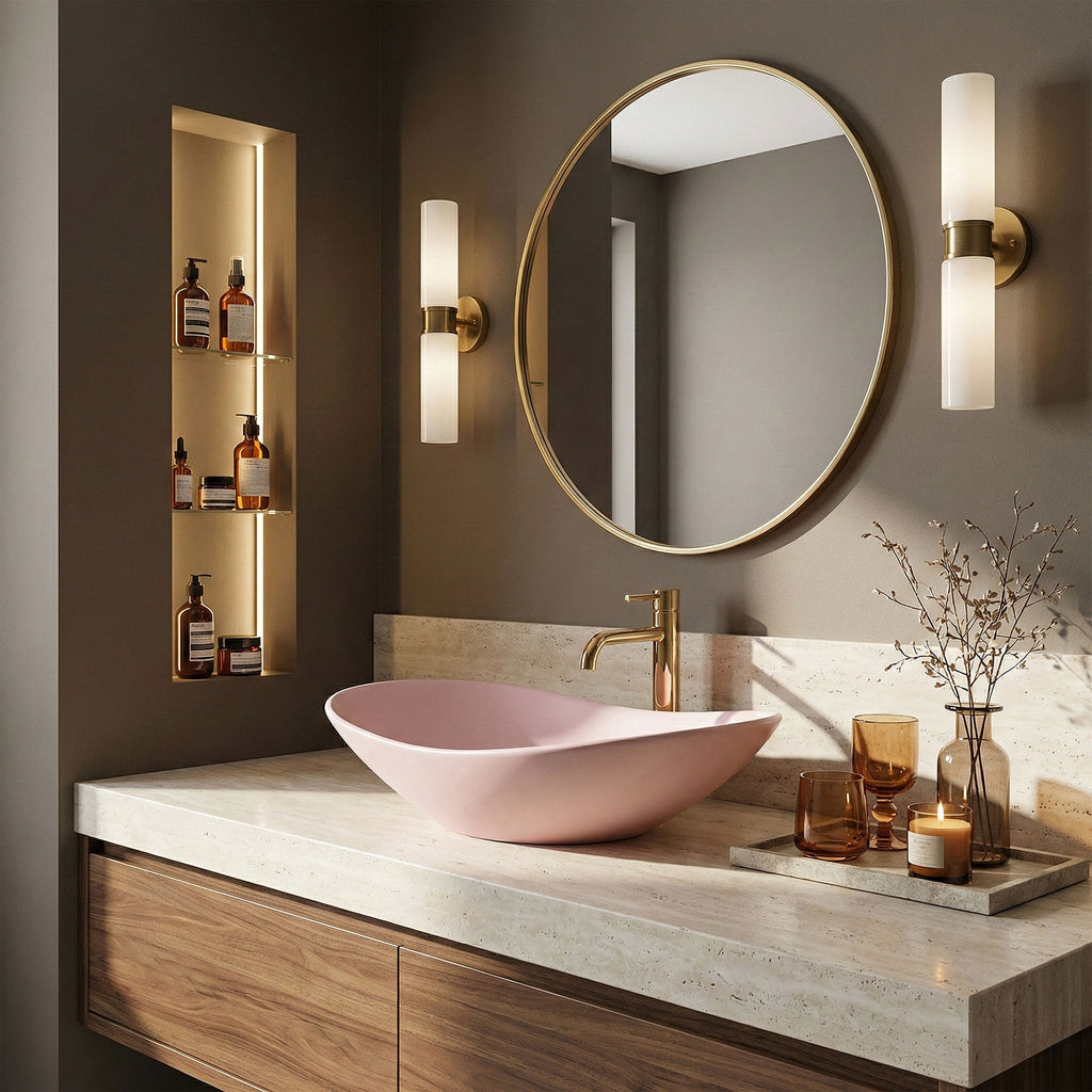 Umyvadlo na desku REA ROYAL Powder Pink Matt  5